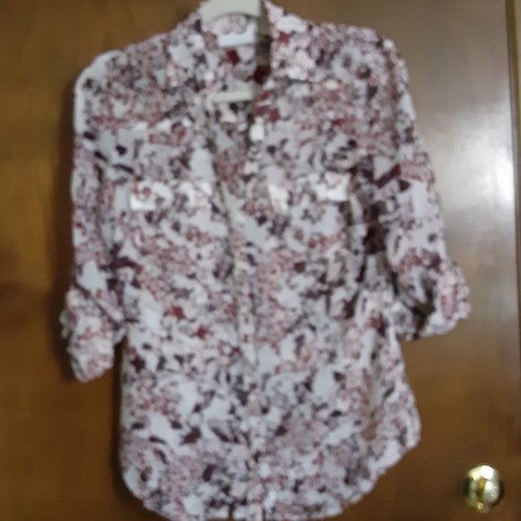 NEW YORK & COMPANY/L-S/CHIFFON BLOUSE/SMALL - Picture 3 of 11